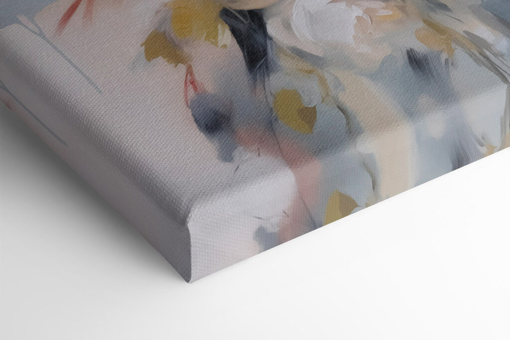 Painting of flowers on a white surface