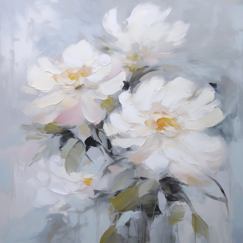 Painting of white flowers Painting of white flowers