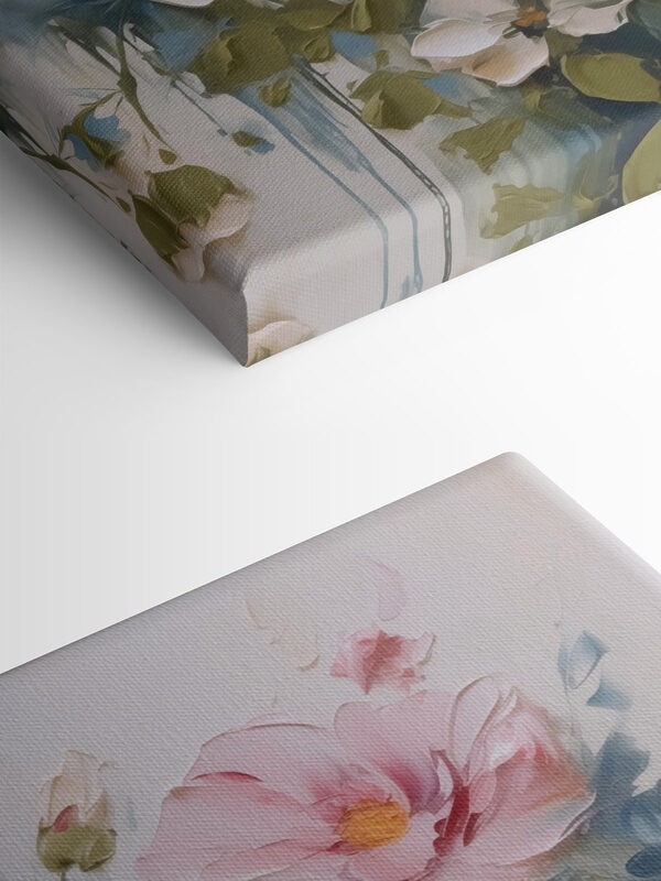 Painting of flowers on a white surface Painting of flowers on a white surface