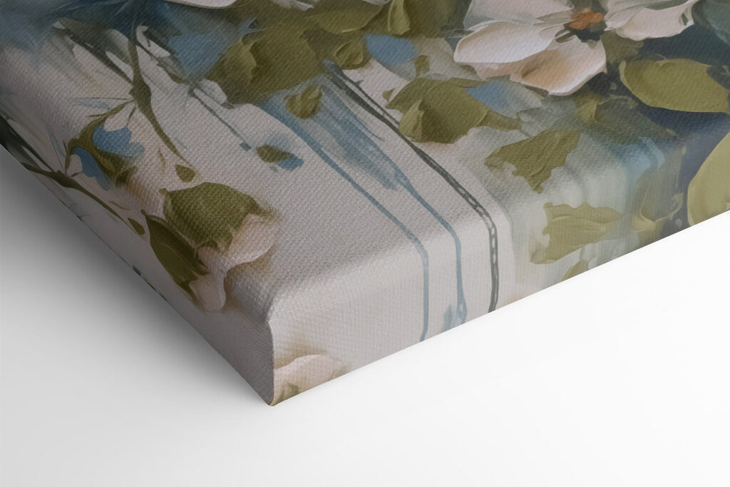 Painting of flowers on a white surface Painting of flowers on a white surface