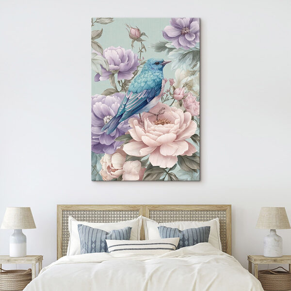 Blue bird sitting on a flower