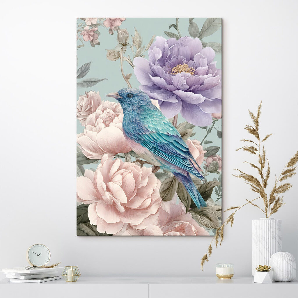 Blue bird sitting on a flower