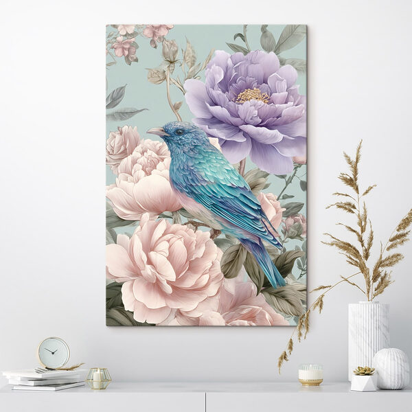 Blue bird sitting on a flower
