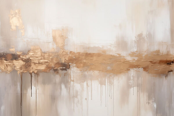 Painting of a white wall with brown paint dripping down
