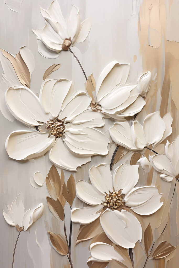 Painting of white flowers Painting of white flowers