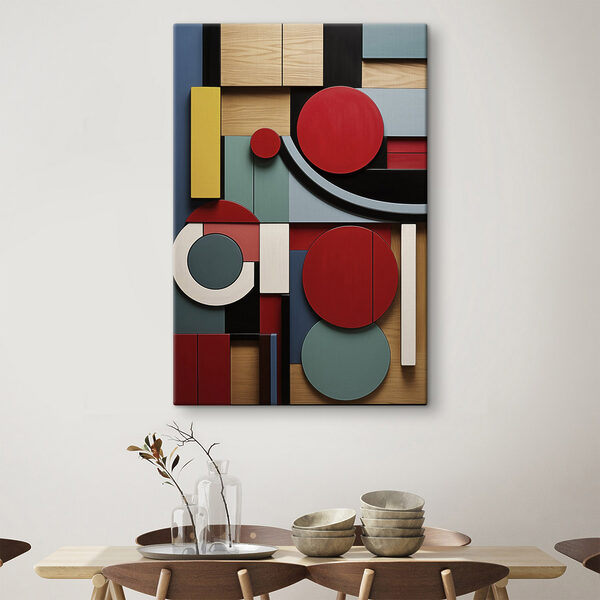 Colorful art piece with circles and squares Colorful art piece with circles and squares
