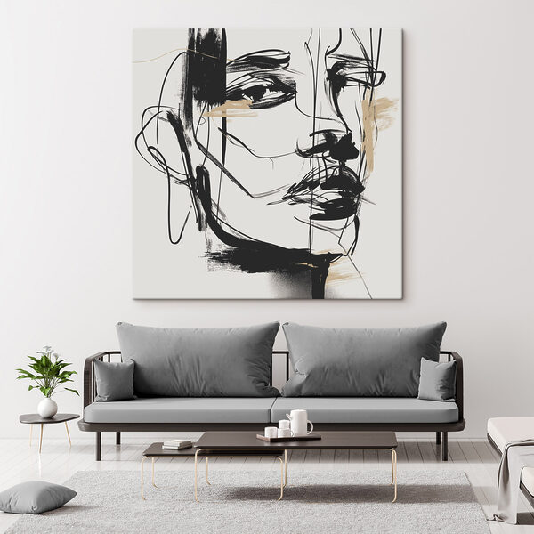 Black and white drawing of a woman's face Black and white drawing of a woman's face