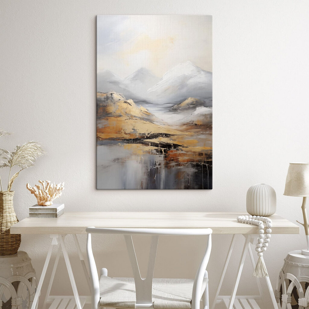 Painting of mountains and water