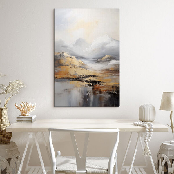 Painting of mountains and water
