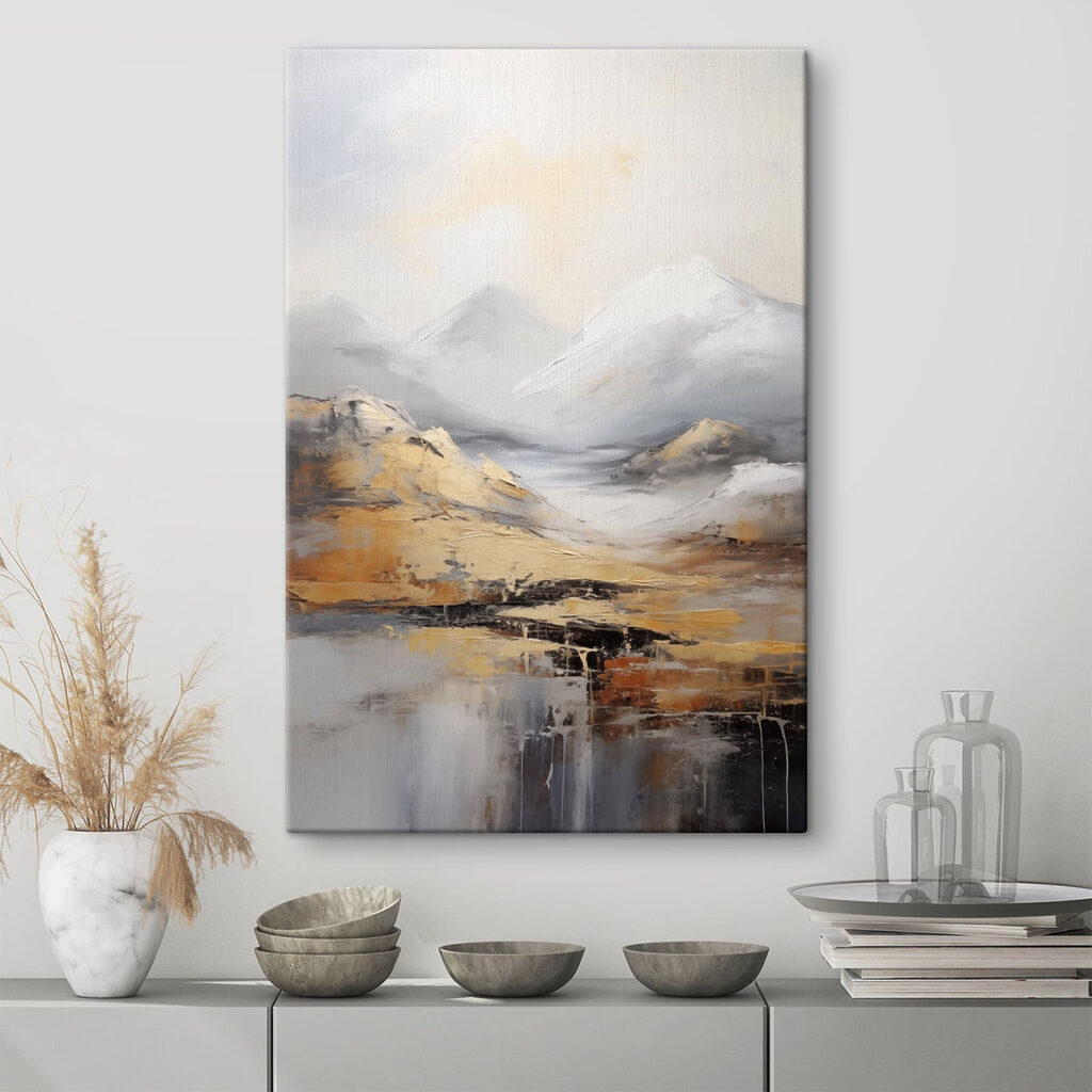 Painting of mountains and water