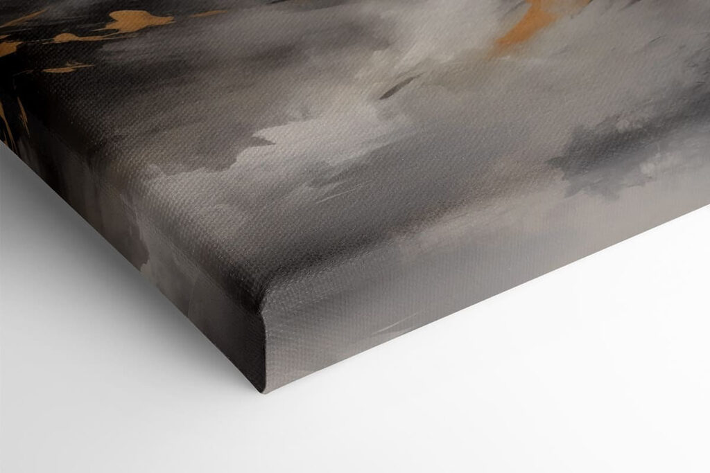 Painting of mountains with clouds