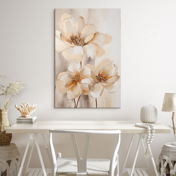 Painting of flowers on a white surface