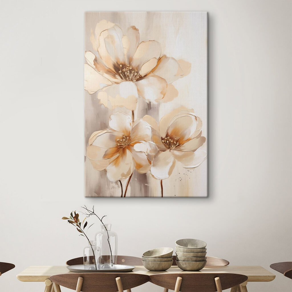 Painting of flowers on a white surface