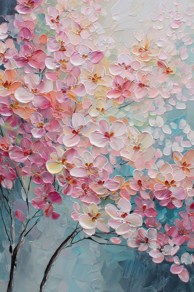 Painting of pink flowers Painting of pink flowers