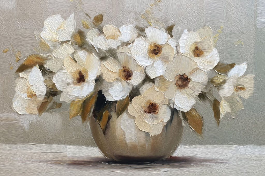 Painting of flowers in a vase Painting of flowers in a vase