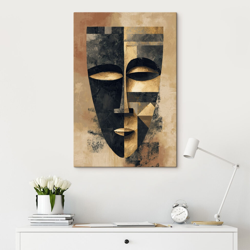 Abstract art depicting a stylized face