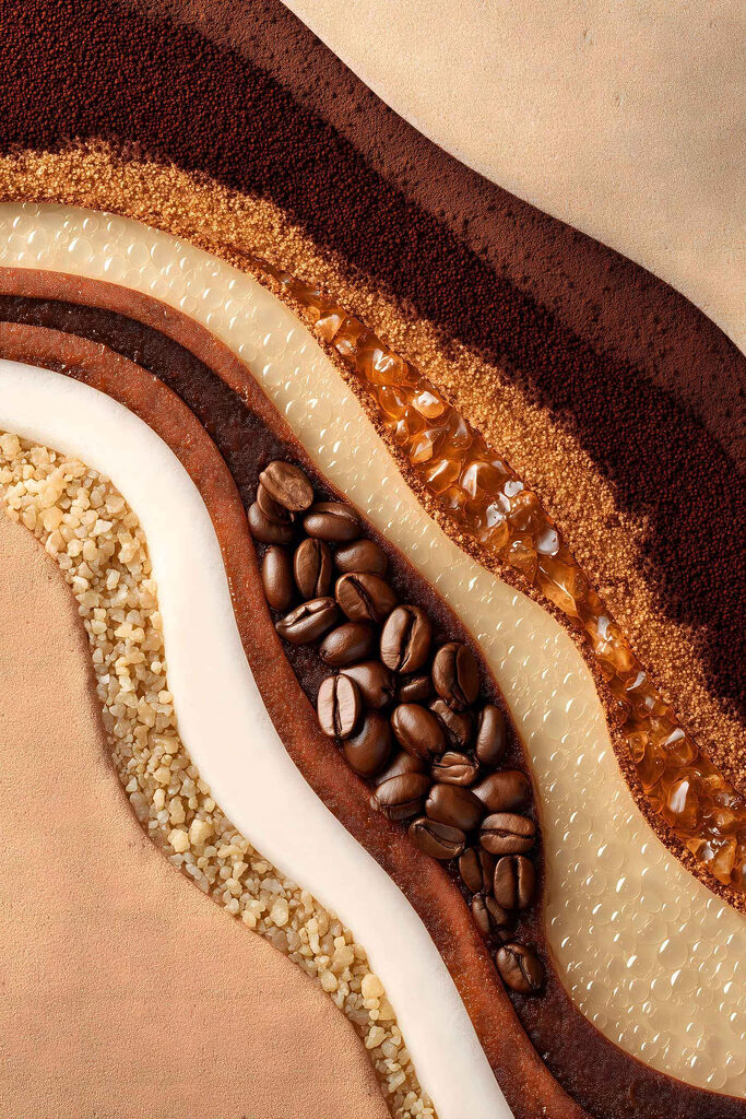 - Layers of rich coffee textures