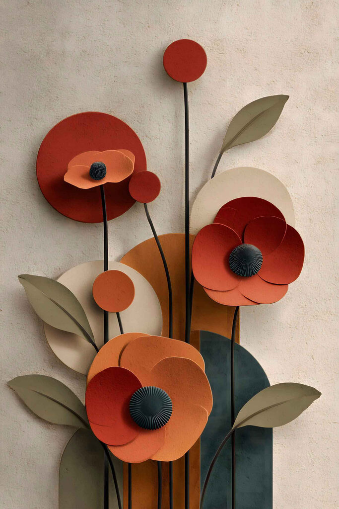Wall art with flowers and leaves Wall art with flowers and leaves