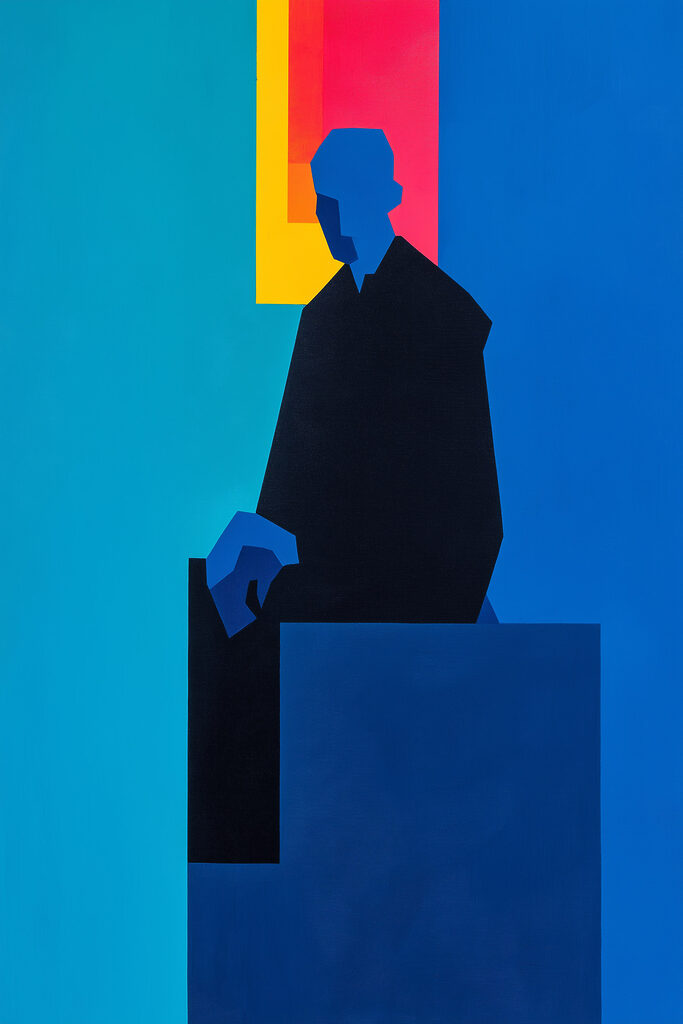 Painting of a man sitting in a chair
