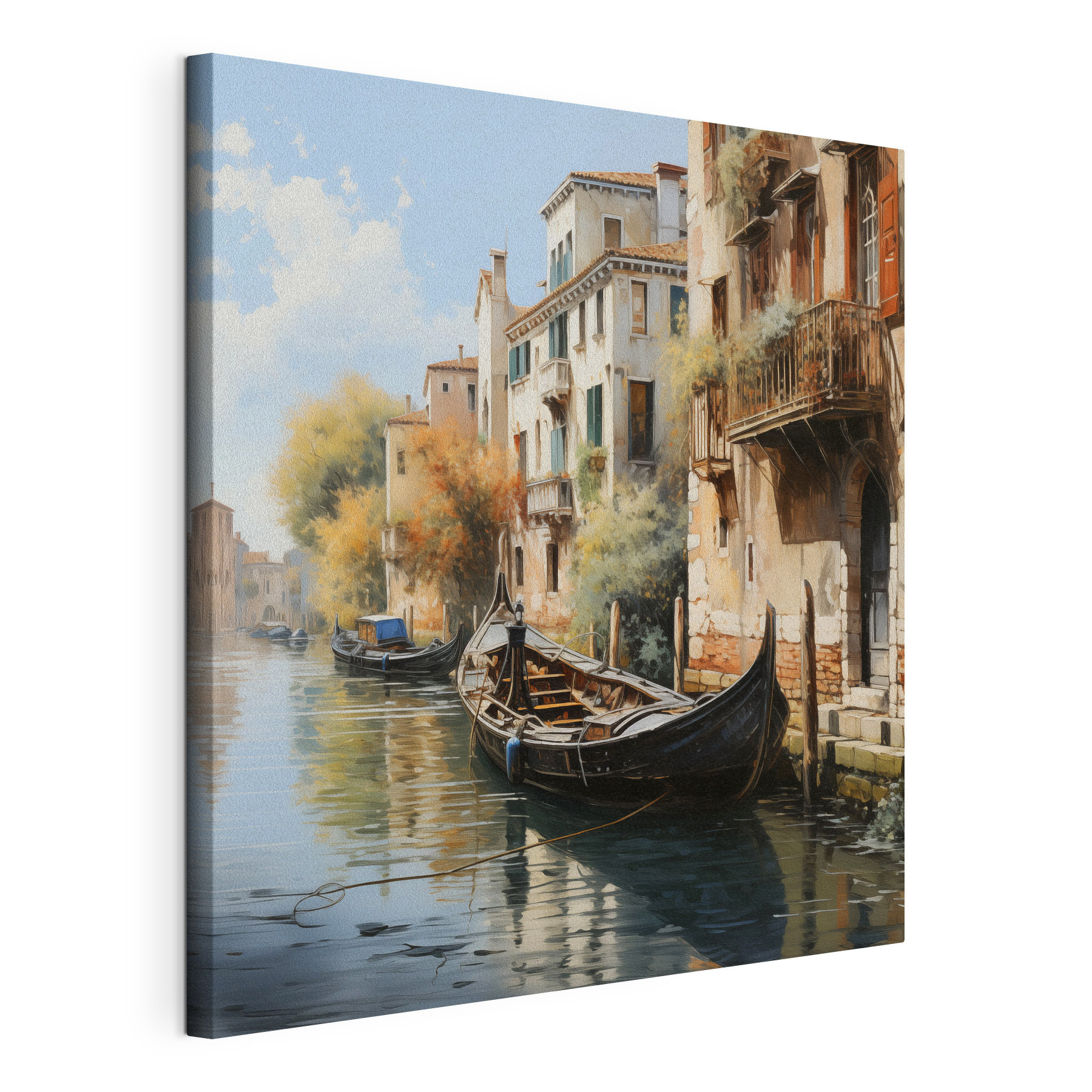Boat on a canal next to buildings