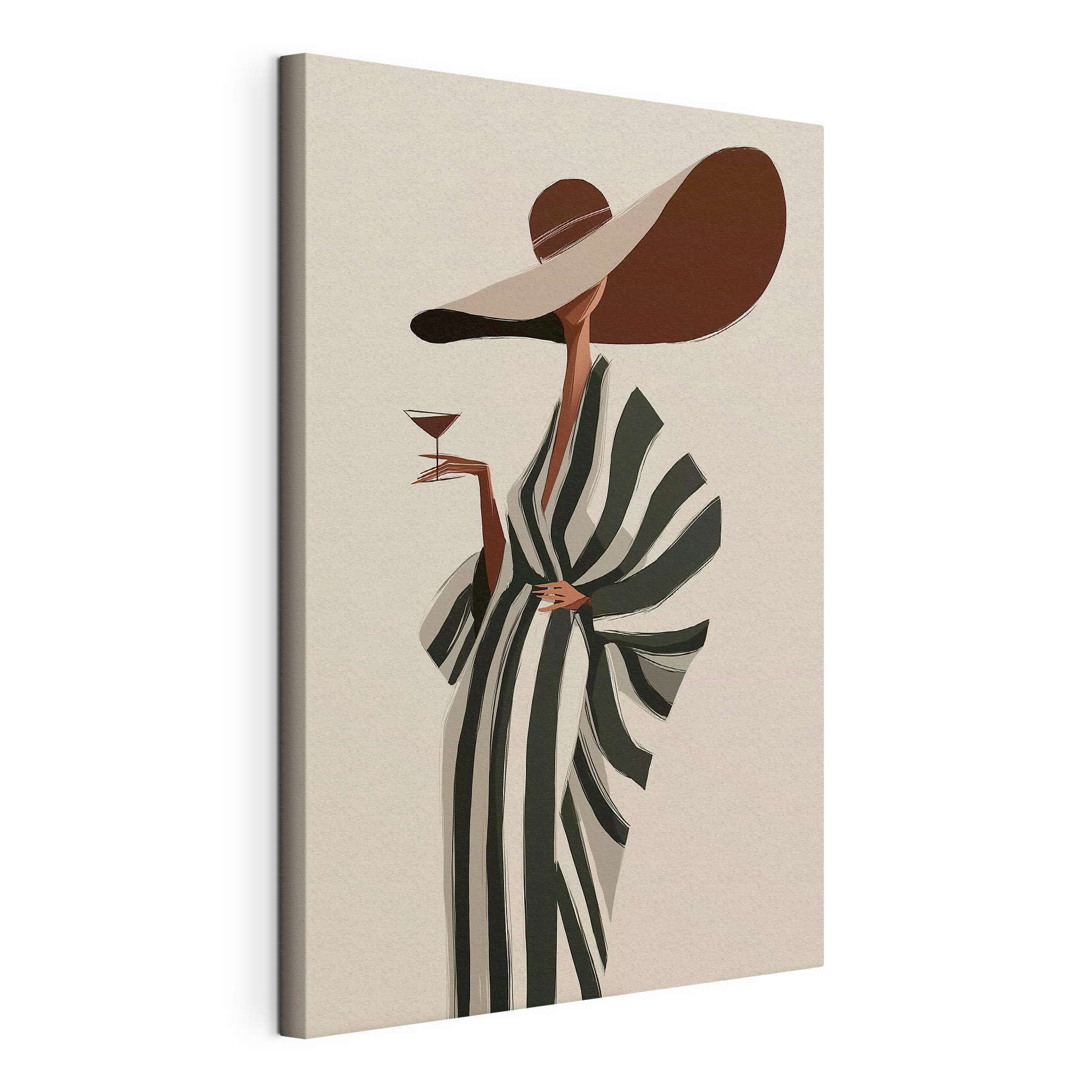 Woman wearing a hat and a large hat holding a glass of wine Woman wearing a hat and a large hat holding a glass of wine