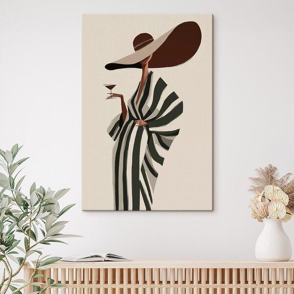 Woman wearing a hat and a large hat holding a glass of wine Woman wearing a hat and a large hat holding a glass of wine