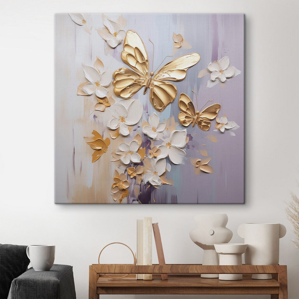 Painting of butterflies and flowers