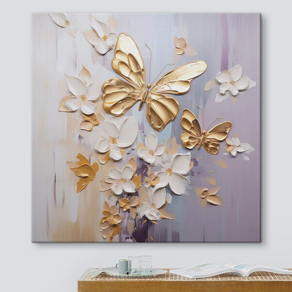 Painting of butterflies and flowers