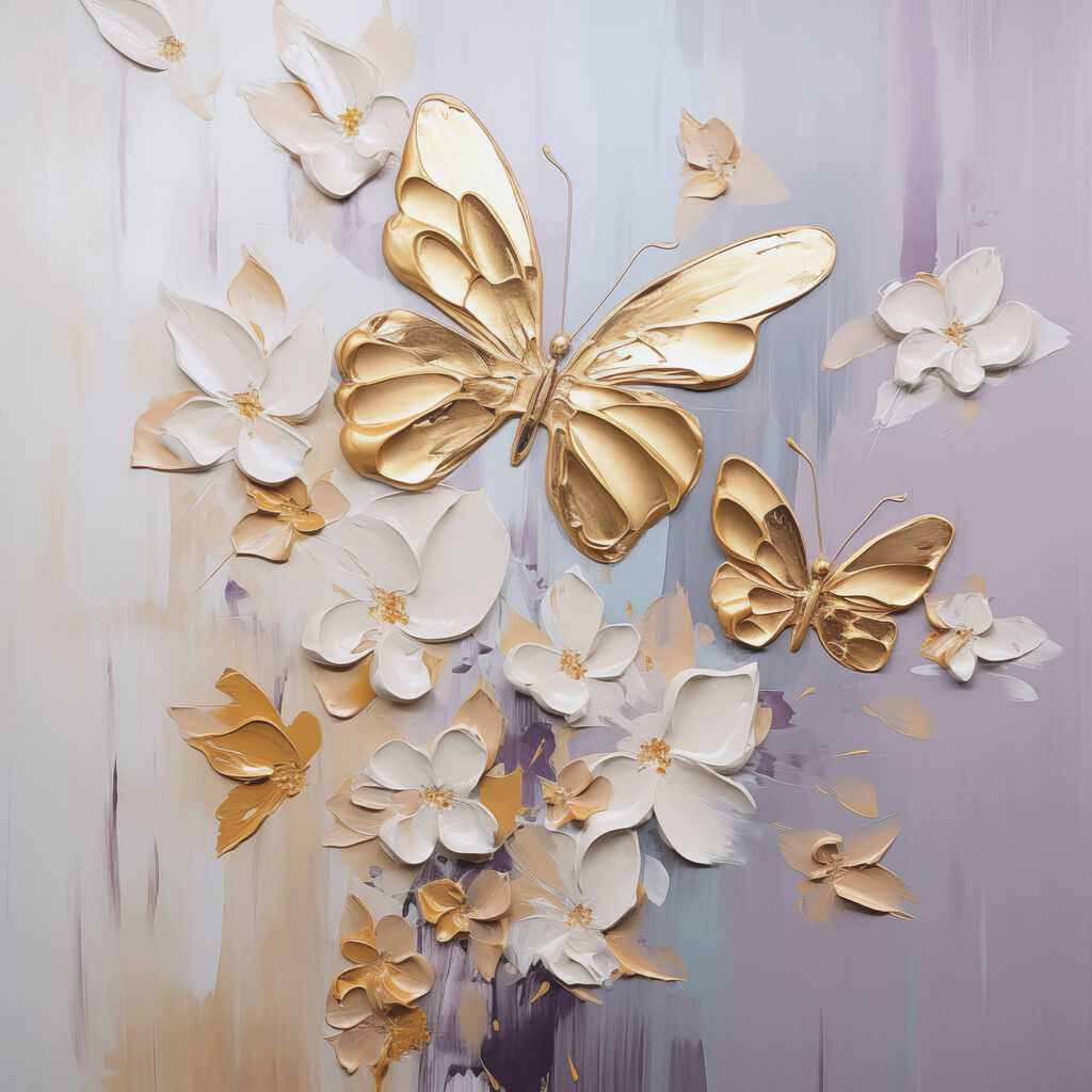 Painting of butterflies and flowers
