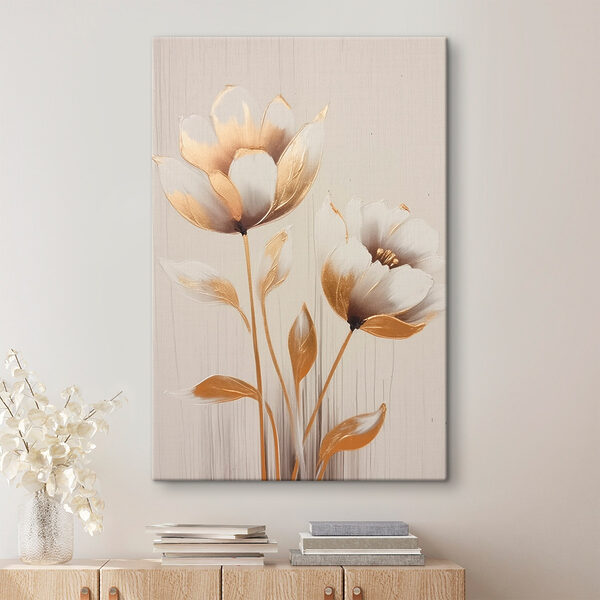 Painting of flowers on a white surface