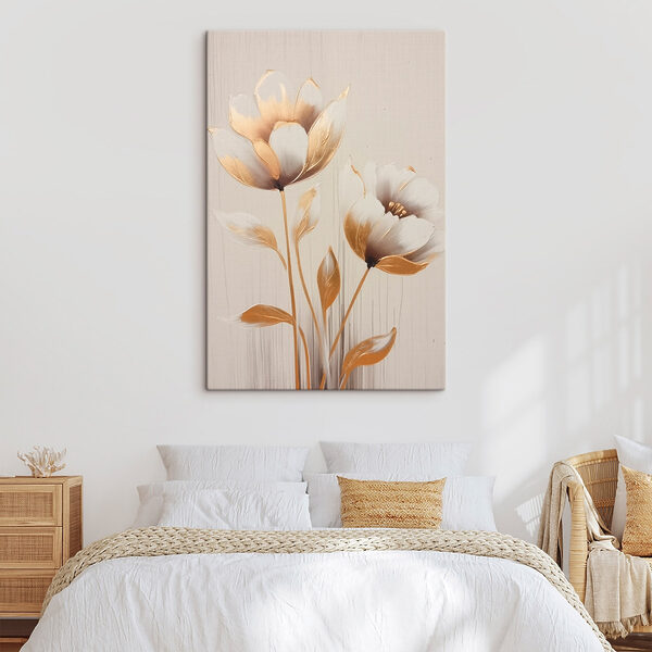 Painting of flowers on a white surface
