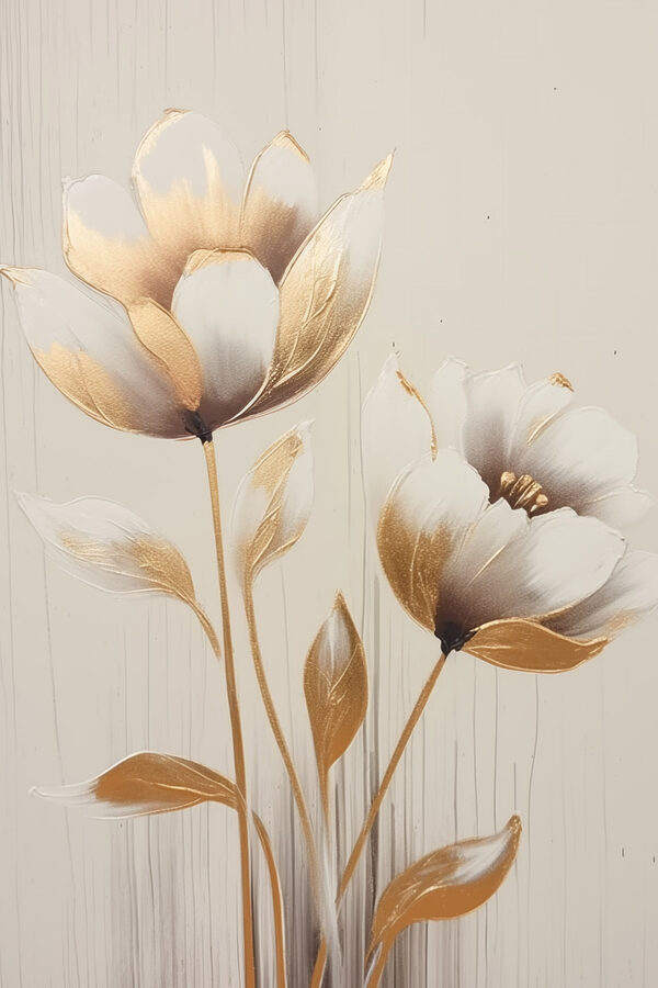 Painting of flowers on a white surface