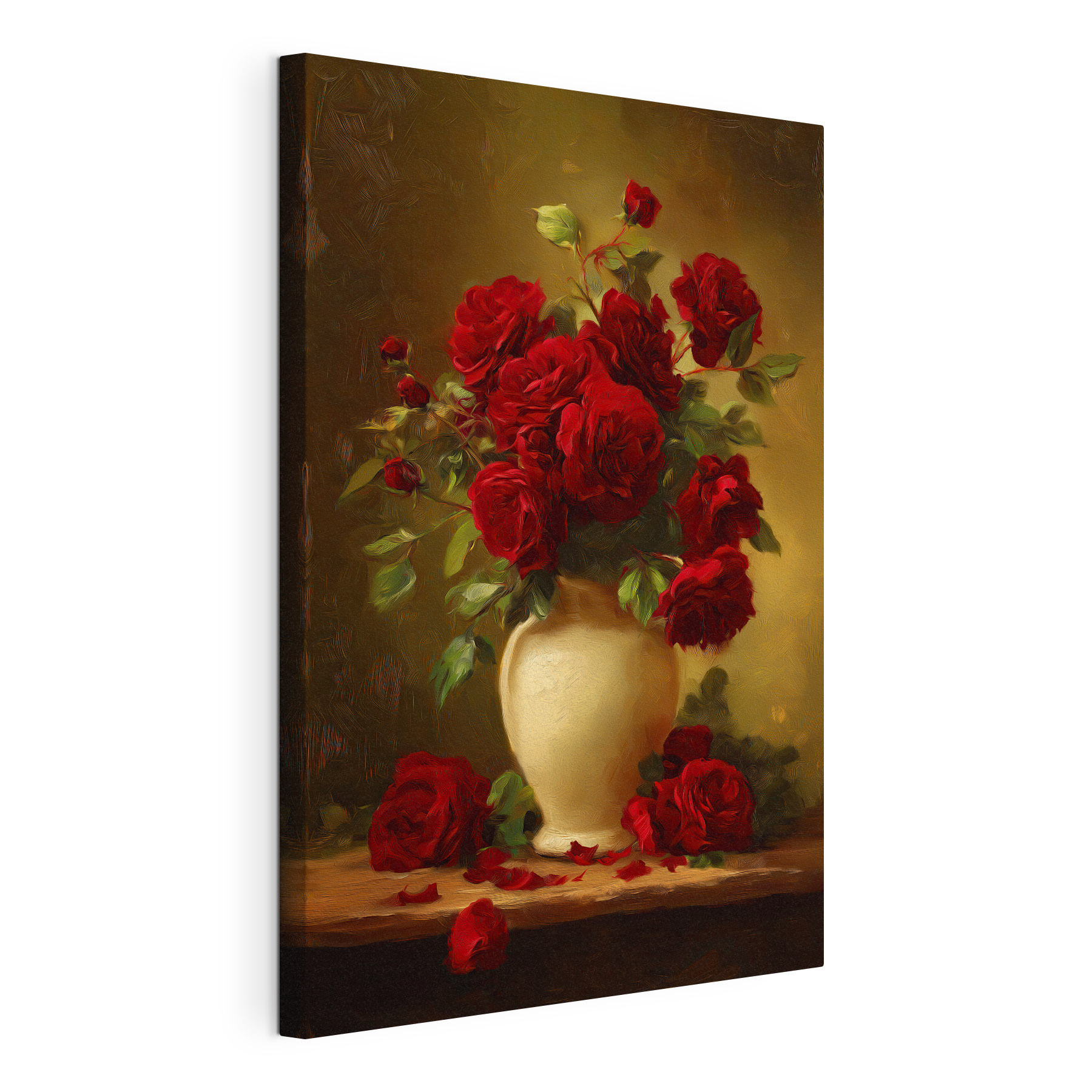 Painting of a vase of red roses Painting of a vase of red roses
