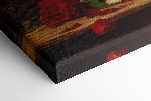 Painting of a vase of red roses Painting of a vase of red roses