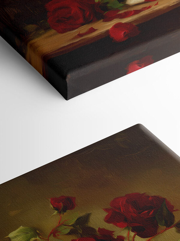 Painting of a vase of red roses Painting of a vase of red roses