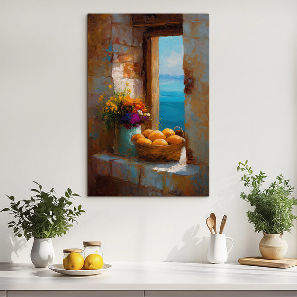 Ein Blumenkorb und eine Vase mit Brot Ein Blumenkorb und eine Vase mit Brot