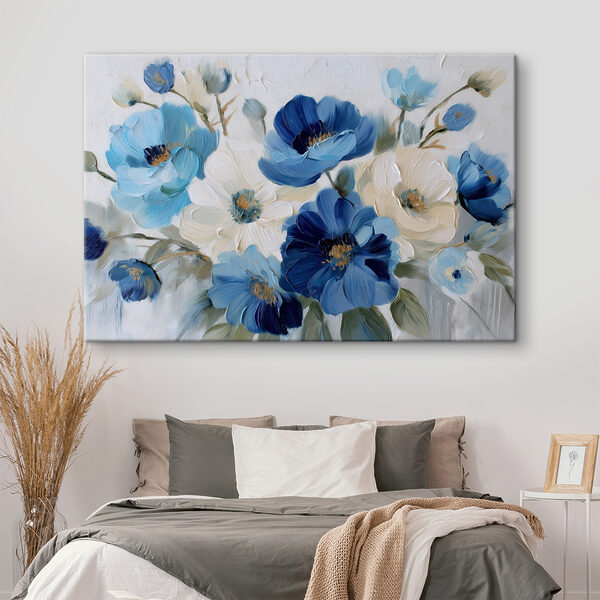 Painting of blue and white flowers Painting of blue and white flowers