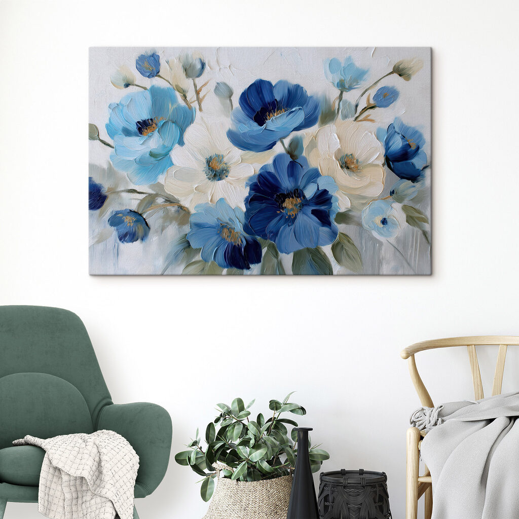 Painting of blue and white flowers Painting of blue and white flowers