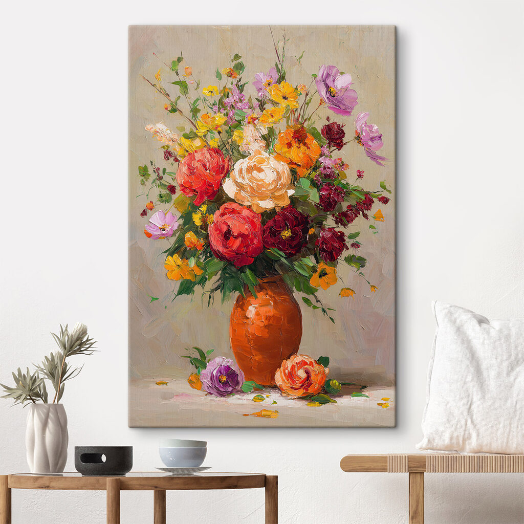 Painting of flowers in a vase Painting of flowers in a vase
