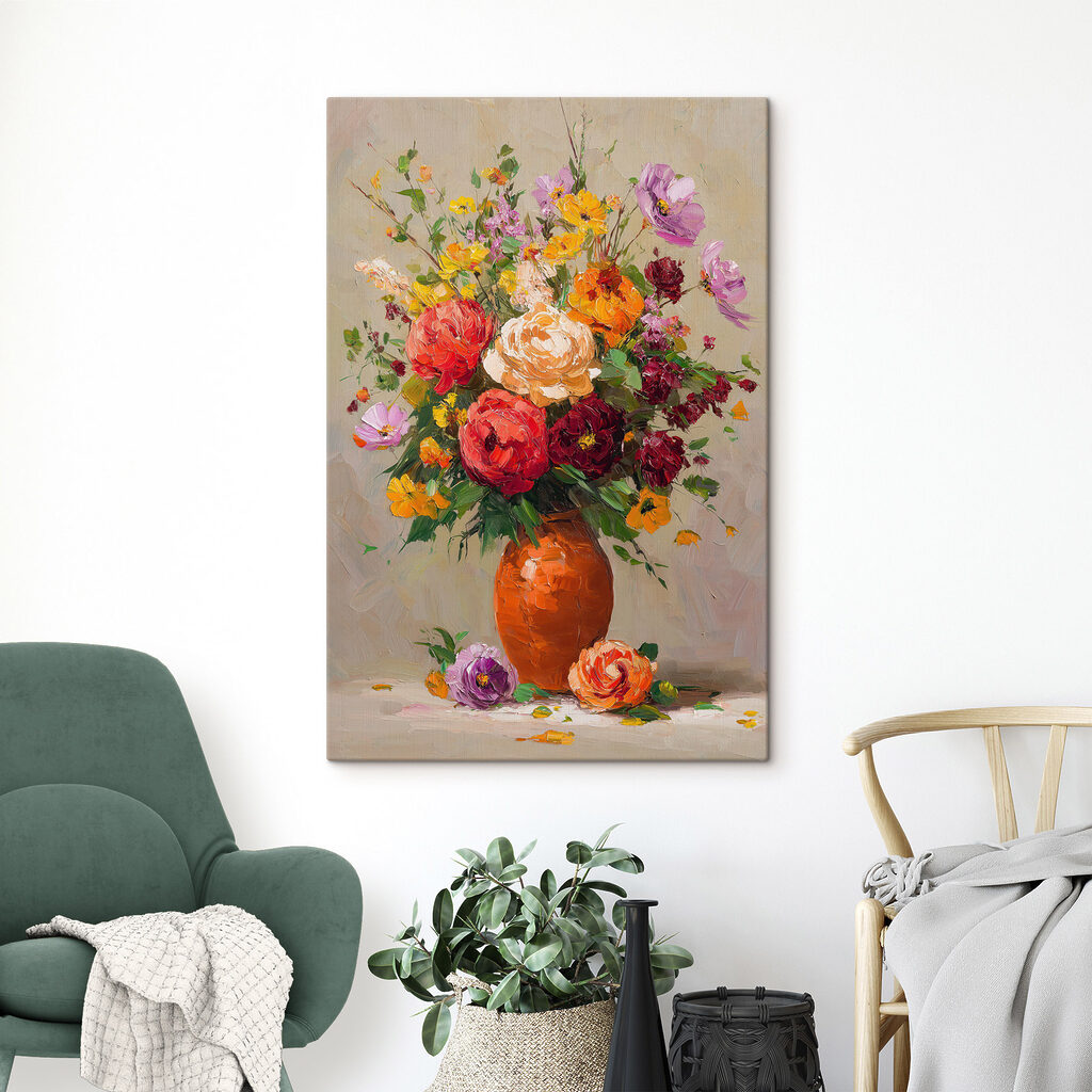 Painting of flowers in a vase Painting of flowers in a vase