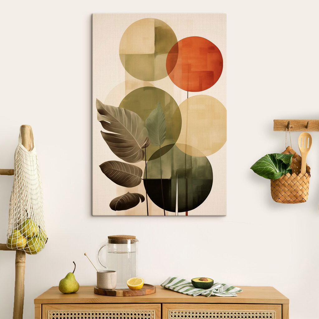 Group of leaves and circles