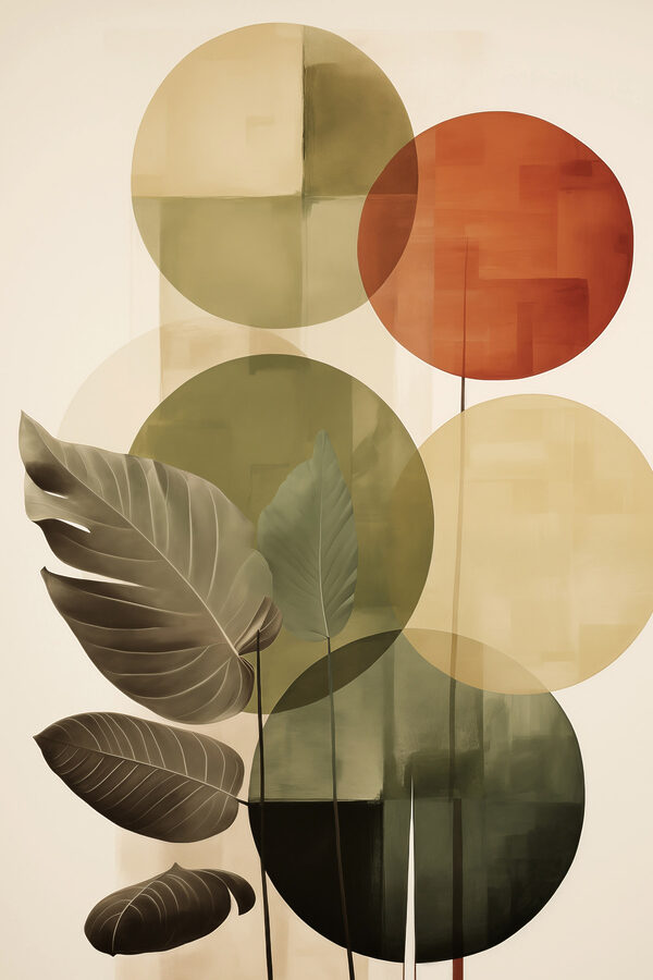 Group of leaves and circles