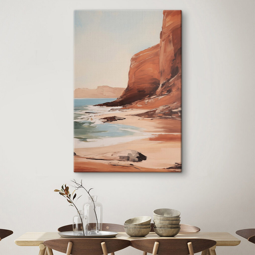 Painting of a beach and cliffs Painting of a beach and cliffs