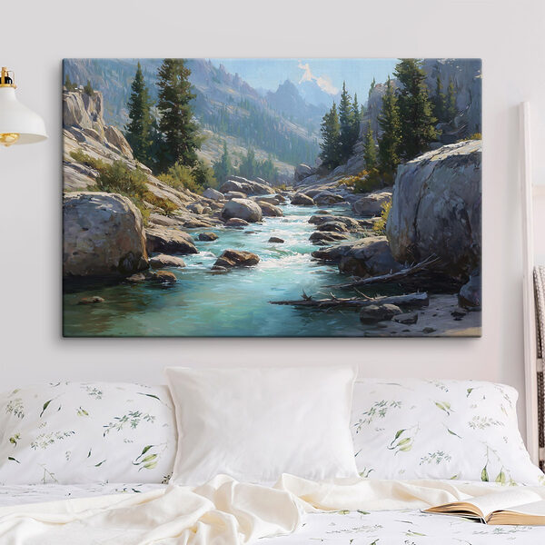 Ein Fluss, der durch ein felsiges Gebirge fließt Wandbilder Ein Fluss, der durch ein felsiges Gebirge fließt