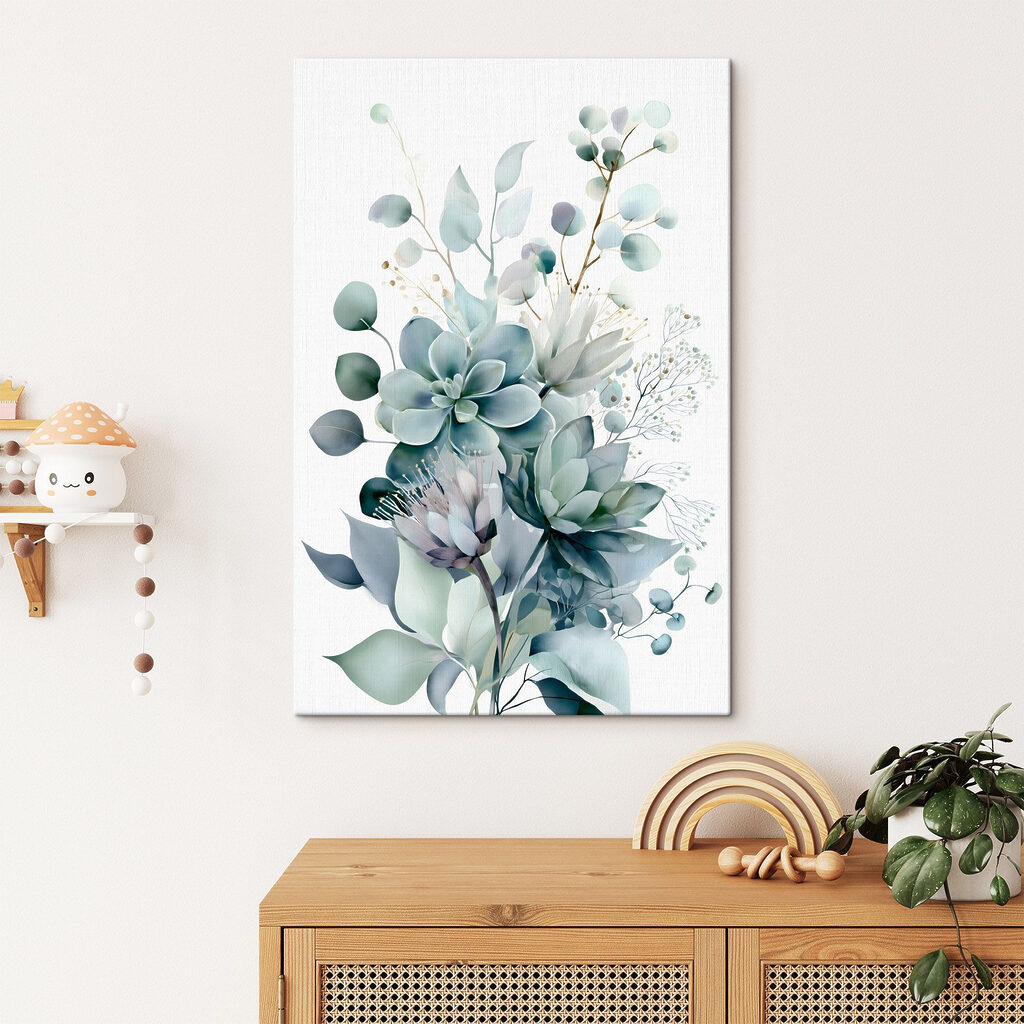 - Serene botanical composition in soft hues - Serene botanical composition in soft hues