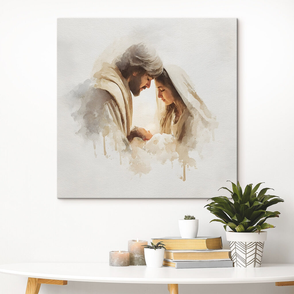 Man and woman in blankets looking at each other