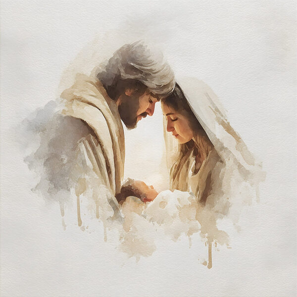 Man and woman in blankets looking at each other