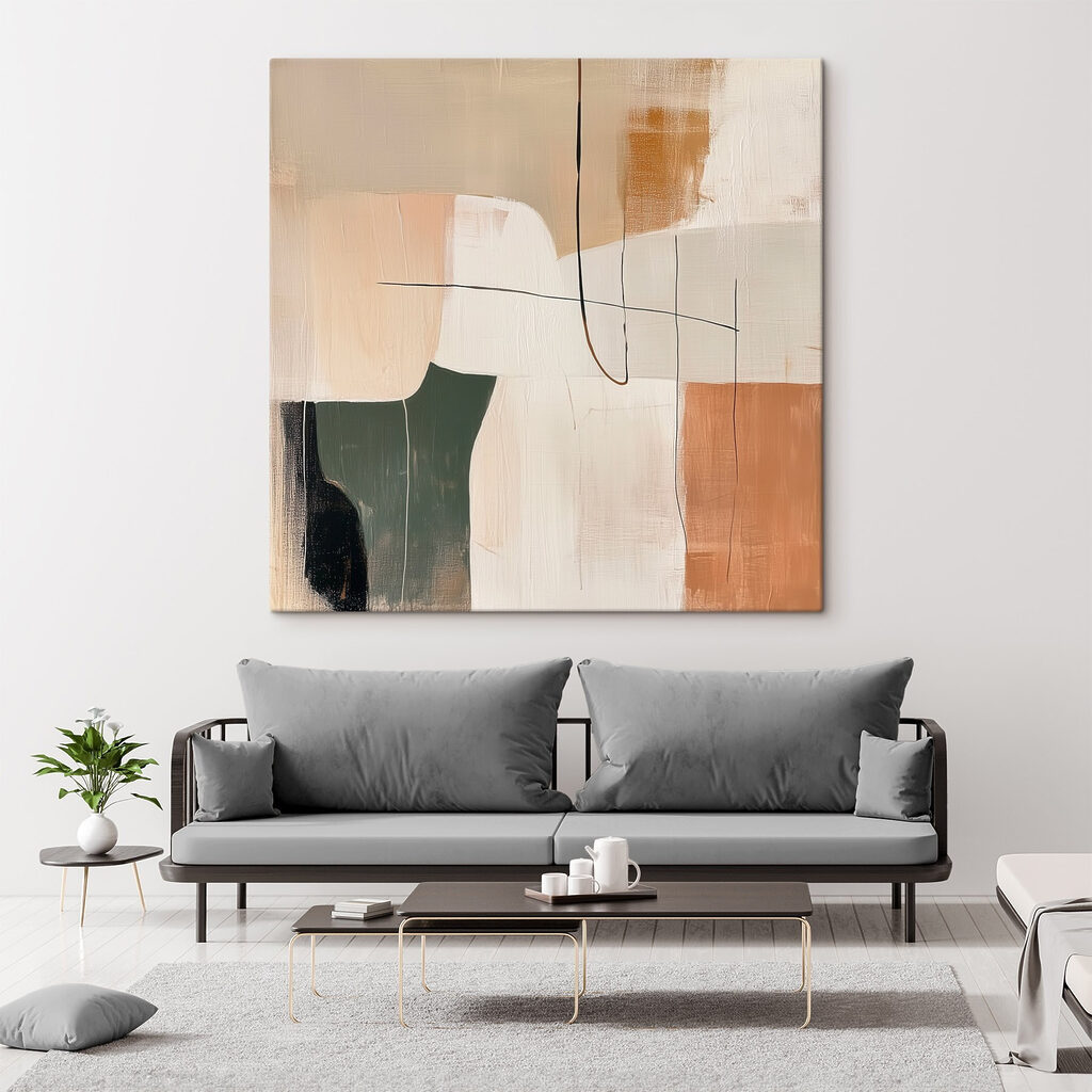 Painting of a white and brown art Painting of a white and brown art