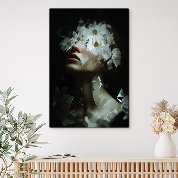 Woman with flowers on her face Woman with flowers on her face