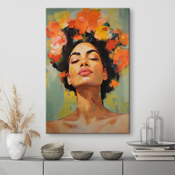 Painting of a woman with flowers in her hair Painting of a woman with flowers in her hair